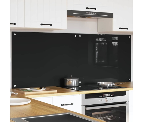 Virtuves Aizsargpanelis Melna 80 X 60 X 0.8 Cm Rūdīts Stikls Vidaxl
