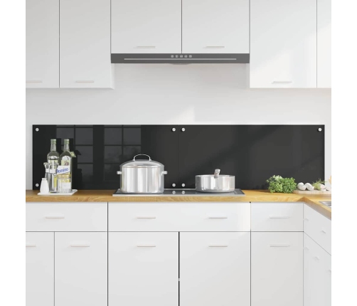 Virtuves Aizsargpanelis Melna 90 X 40 X 0.8 Cm Rūdīts Stikls Vidaxl