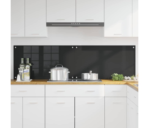 Virtuves Aizsargpanelis Melna 90 X 50 X 0.8 Cm Rūdīts Stikls Vidaxl