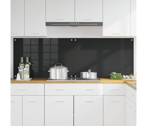 Virtuves Aizsargpanelis Melna 90 X 60 X 0.8 Cm Rūdīts Stikls Vidaxl