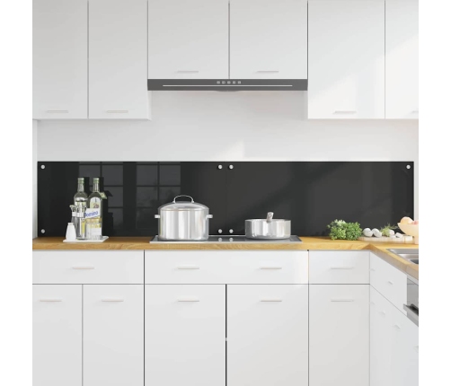 Virtuves Aizsargpanelis Melna 100 X 40 X 0.8 Cm Rūdīts Stikls Vidaxl