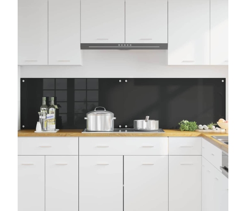 Virtuves Aizsargpanelis Melna 100 X 50 X 0.8 Cm Rūdīts Stikls Vidaxl