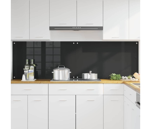 Virtuves Aizsargpanelis Melna 100 X 60 X 0.8 Cm Rūdīts Stikls Vidaxl