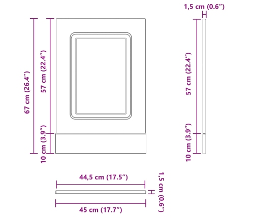Virtuves Skapis Kalmar Melns Ozolkoks 45 X 1,5 X 67 Cm Vidaxl
