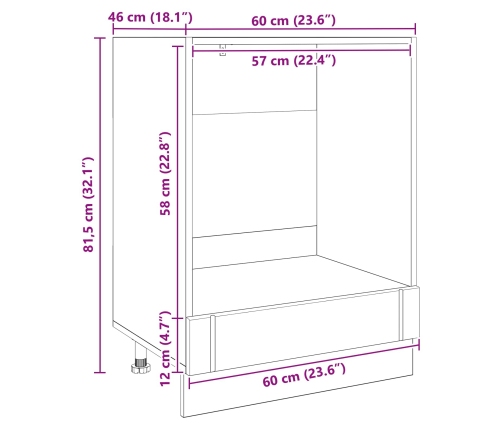 Virtuves Skapis Melns Ozolkoks 60 X 46 X 81,5 Cm Vidaxl