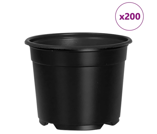Ziedu Pods 200 Pcs Melna Ø 15 X 12.5 Cm Plastmasa Vidaxl