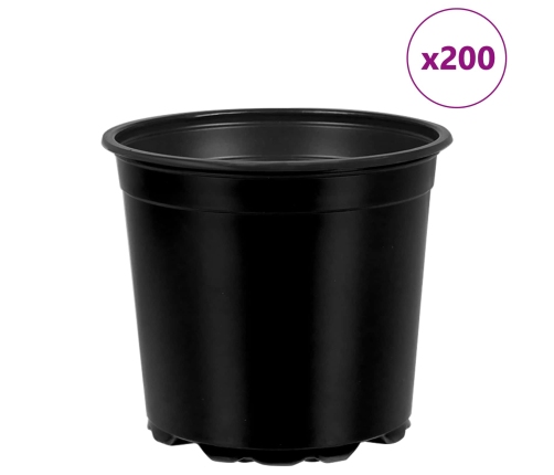 Ziedu Pods 200 Pcs Melna Ø 15 X 12.5 Cm Plastmasa Vidaxl