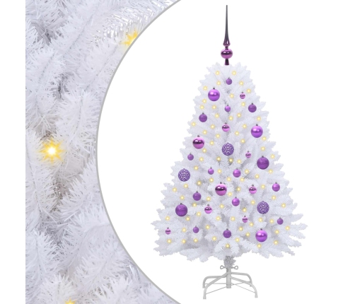 Mākslīgā Saliekamā Ziemassvētku Egle Su 150 Led Balts 120 Cm Vidaxl