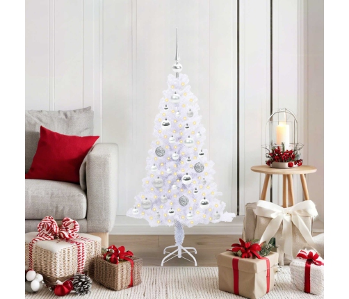 Mākslīgā Ziemassvētku Eglīte Balts 120 Cm Pvc Un Tērauds Vidaxl