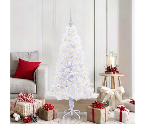 Mākslīgā Ziemassvētku Eglīte Balts 150 Cm Pvc Un Tērauds Vidaxl