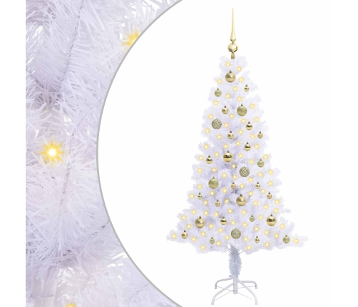 Mākslīgā Ziemassvētku Eglīte Balts 150 Cm Pvc Un Tērauds Vidaxl