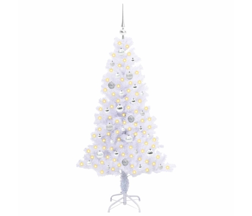 Mākslīgā Ziemassvētku Eglīte Balts 150 Cm Pvc Un Tērauds Vidaxl