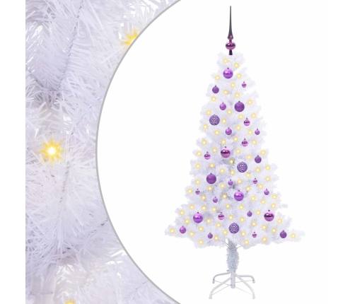 Mākslīgā Ziemassvētku Eglīte Balts 150 Cm Pvc Un Tērauds Vidaxl