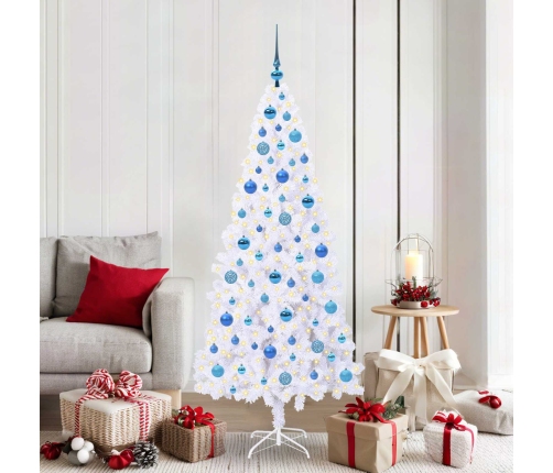 Mākslīgā Ziemassvētku Eglīte Balts 180 Cm Pvc Un Tērauds Vidaxl