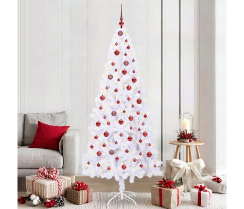 Mākslīgā Ziemassvētku Eglīte Balts 210 Cm Pvc Un Tērauds Vidaxl