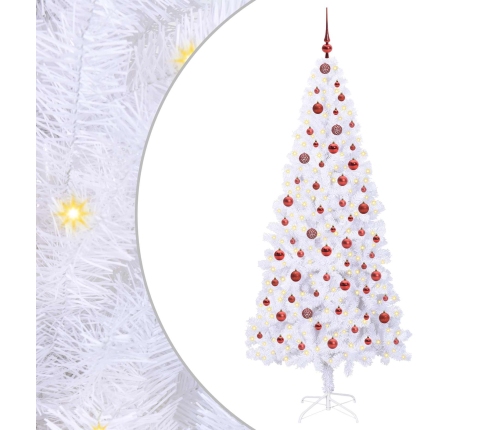 Mākslīgā Ziemassvētku Eglīte Balts 210 Cm Pvc Un Tērauds Vidaxl