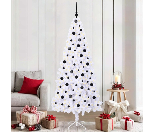 Mākslīgā Ziemassvētku Eglīte Balts 210 Cm Pvc Un Tērauds Vidaxl