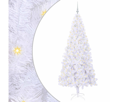 Mākslīgā Ziemassvētku Eglīte Balts 210 Cm Pvc Un Tērauds Vidaxl