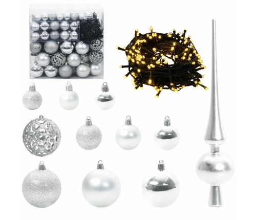 Mākslīgā Ziemassvētku Eglīte Balts 210 Cm Pvc Un Tērauds Vidaxl