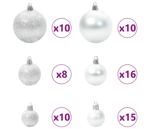 Mākslīgā Ziemassvētku Eglīte Balts 210 Cm Pvc Un Tērauds Vidaxl