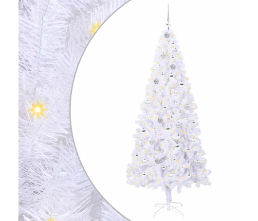 Mākslīgā Ziemassvētku Eglīte Balts 210 Cm Pvc Un Tērauds Vidaxl