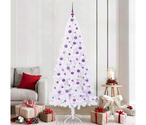 Mākslīgā Ziemassvētku Eglīte Balts 210 Cm Pvc Un Tērauds Vidaxl