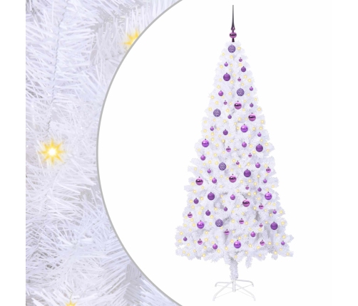 Mākslīgā Ziemassvētku Eglīte Balts 210 Cm Pvc Un Tērauds Vidaxl