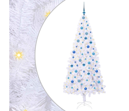 Mākslīgā Ziemassvētku Eglīte Balts 210 Cm Pvc Un Tērauds Vidaxl