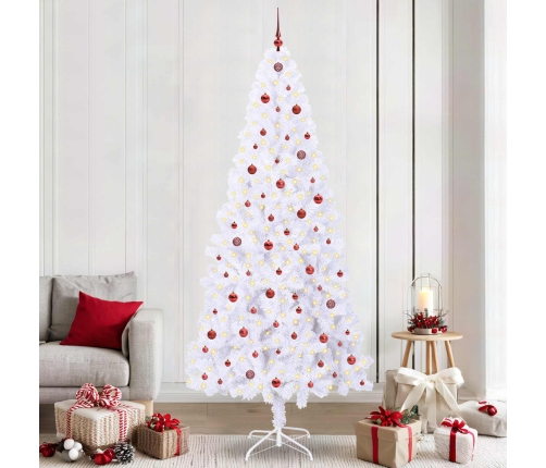 Mākslīgā Ziemassvētku Eglīte Balts 240 Cm Pvc Un Tērauds Vidaxl