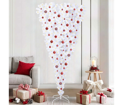 Mākslīgā Ziemassvētku Eglīte Balts 210 Cm Pvc Un Tērauds Vidaxl