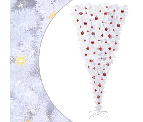 Mākslīgā Ziemassvētku Eglīte Balts 210 Cm Pvc Un Tērauds Vidaxl