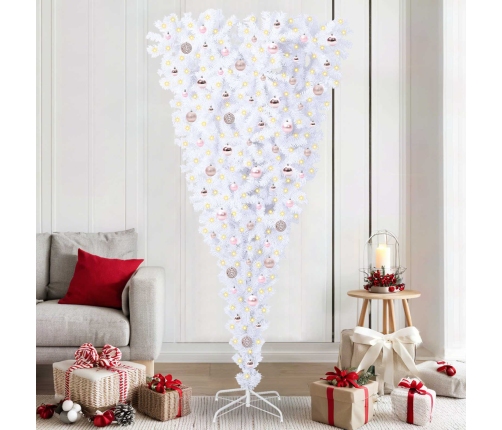 Mākslīgā Ziemassvētku Eglīte Balts 210 Cm Pvc Un Tērauds Vidaxl