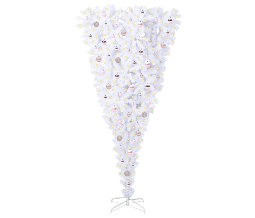 Mākslīgā Ziemassvētku Eglīte Balts 210 Cm Pvc Un Tērauds Vidaxl