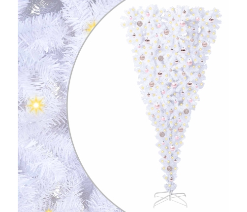 Mākslīgā Ziemassvētku Eglīte Balts 210 Cm Pvc Un Tērauds Vidaxl