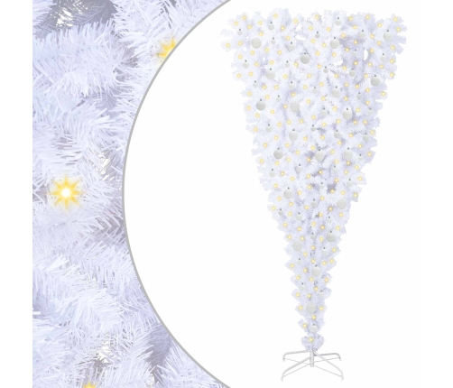 Mākslīgā Ziemassvētku Eglīte Balts 210 Cm Pvc Un Tērauds Vidaxl