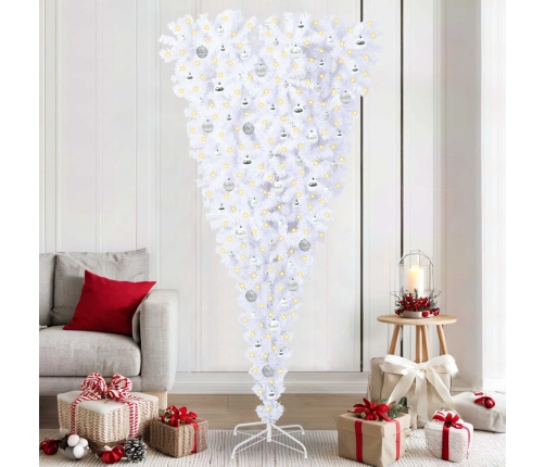 Mākslīgā Ziemassvētku Eglīte Balts 210 Cm Pvc Un Tērauds Vidaxl