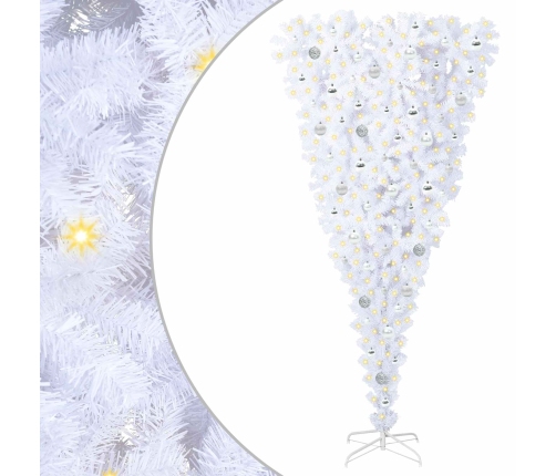 Mākslīgā Ziemassvētku Eglīte Balts 210 Cm Pvc Un Tērauds Vidaxl