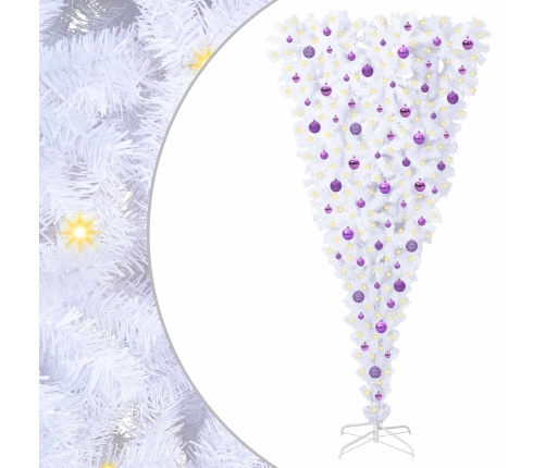 Mākslīgā Ziemassvētku Eglīte Balts 210 Cm Pvc Un Tērauds Vidaxl