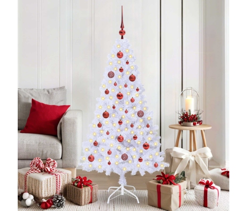 Mākslīgā Ziemassvētku Eglīte Balts 150 Cm Pvc Un Tērauds Vidaxl