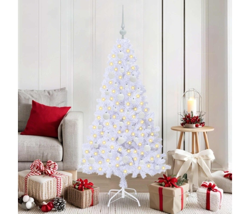 Mākslīgā Ziemassvētku Eglīte Balts 150 Cm Pvc Un Tērauds Vidaxl
