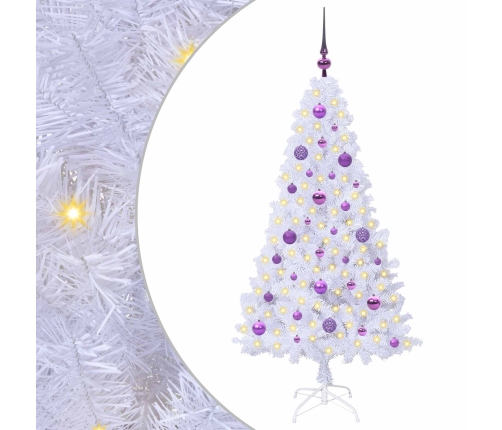 Mākslīgā Ziemassvētku Eglīte Balts 150 Cm Pvc Un Tērauds Vidaxl