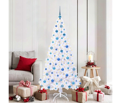 Mākslīgā Ziemassvētku Eglīte Balts 180 Cm Pvc Un Tērauds Vidaxl