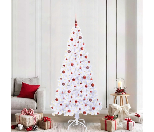 Mākslīgā Ziemassvētku Eglīte Balts 210 Cm Pvc Un Tērauds Vidaxl