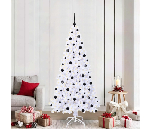 Mākslīgā Ziemassvētku Eglīte Balts 210 Cm Pvc Un Tērauds Vidaxl