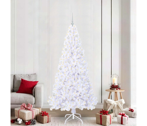 Mākslīgā Ziemassvētku Eglīte Balts 210 Cm Pvc Un Tērauds Vidaxl