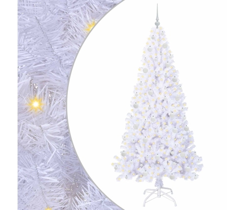 Mākslīgā Ziemassvētku Eglīte Balts 210 Cm Pvc Un Tērauds Vidaxl