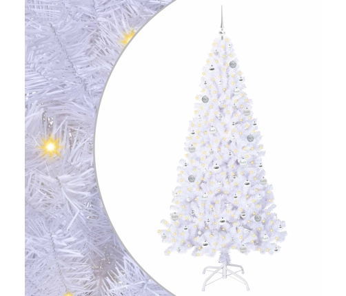 Mākslīgā Ziemassvētku Eglīte Balts 210 Cm Pvc Un Tērauds Vidaxl