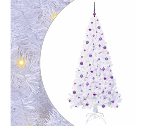 Mākslīgā Ziemassvētku Eglīte Balts 210 Cm Pvc Un Tērauds Vidaxl