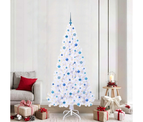 Mākslīgā Ziemassvētku Eglīte Balts 210 Cm Pvc Un Tērauds Vidaxl