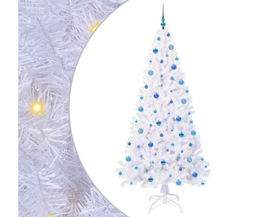 Mākslīgā Ziemassvētku Eglīte Balts 210 Cm Pvc Un Tērauds Vidaxl